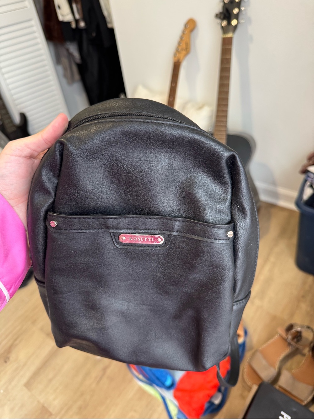 Rosetti Black Faux-Leather Mini Backpack
